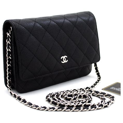 sac bandoulière chanel wallet on chain en cuir matelassé noir|Wallet on chain classique .